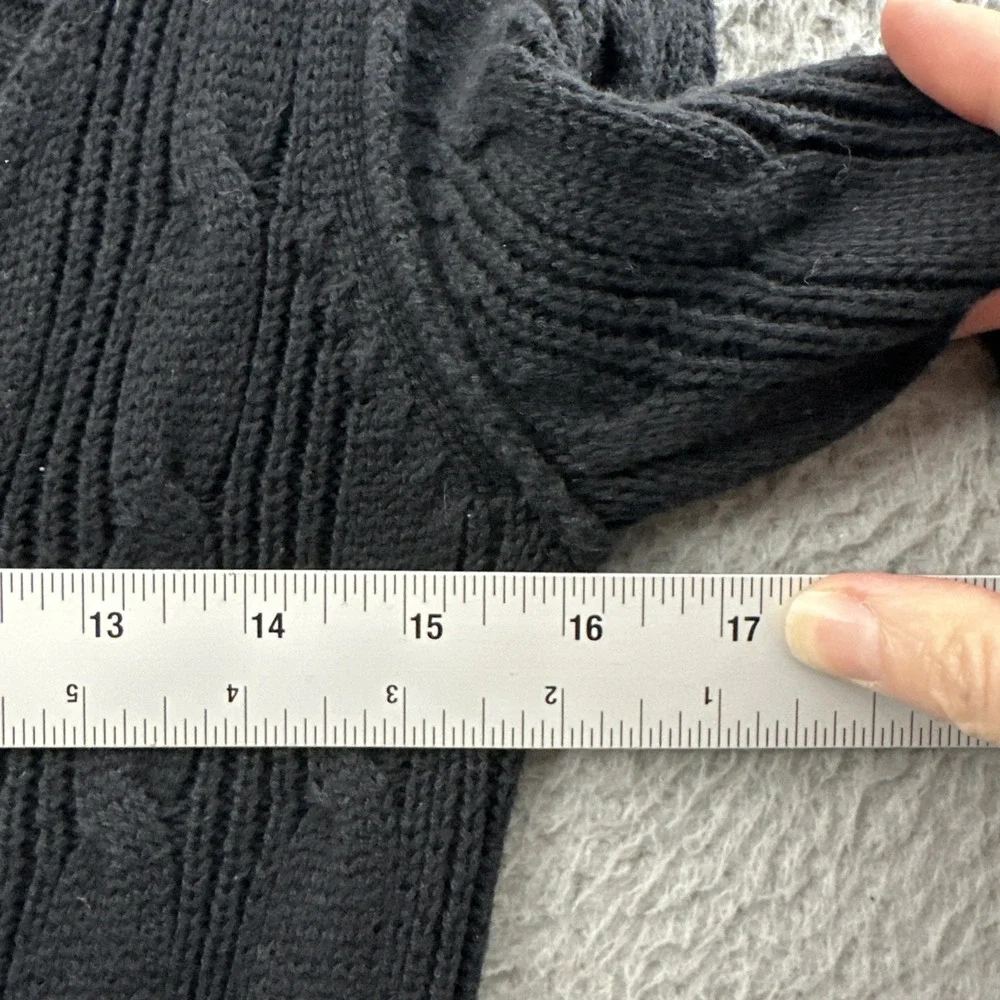 Y2K Old Navy Cable Knit Cardigan Sweater Black Retro‎ Preppy Academia Women's XS